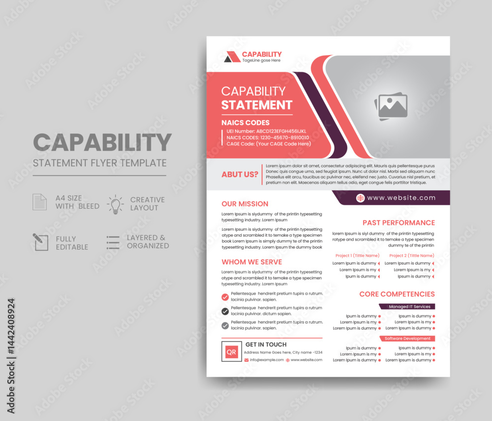 Capability Statement Template Design Stock Vector | Adobe Stock