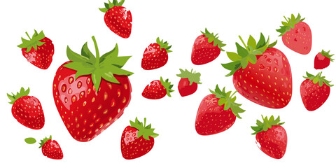flying strawberry seamless pattern vector graphic design