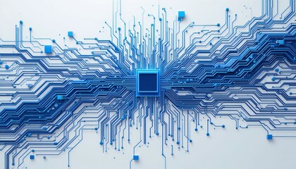 Fototapete - Abstract blue circuit board design.