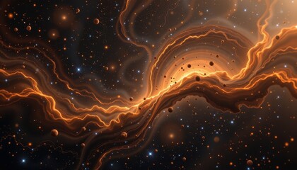 brown orange and grey nebula swirling in outer space galactic background concept cosmic dust fantasy