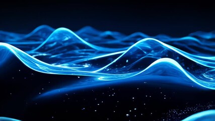 Wall Mural - vibrant blue waves pulse and shimmer in an abstract display, creating fluid patterns against a dark 