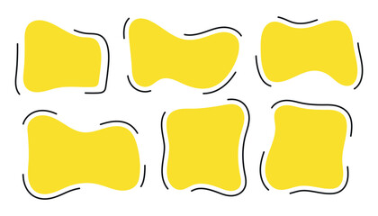 Leinwandbilder - Organic shape text frames. Vector set of abstract yellow speech bubbles. Wavy rectangular, square textboxes.