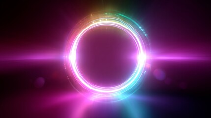 Poster - Vibrant swirling lights create a dynamic circular pattern against a dark background