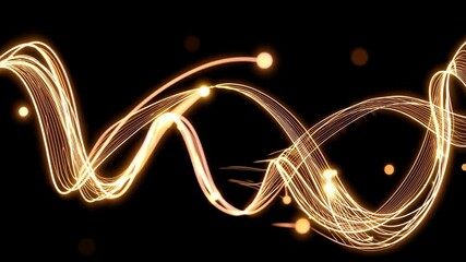 Poster - Light Waves in Motion Against a Black Background  