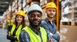 © Snowstudio - Happy warehouse workers smiling in a storage facility