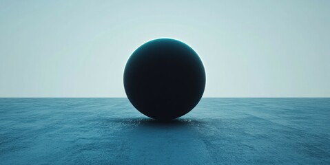 Aufkleber - A large dark sphere sits on a blue textured surface