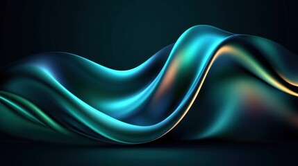 Poster - Fluid, iridescent, abstract, flowing shapes create a mesmerizing design.