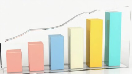 Poster - A colorful 3D bar chart with five bars increasing in height and a clear upward trend line above them.