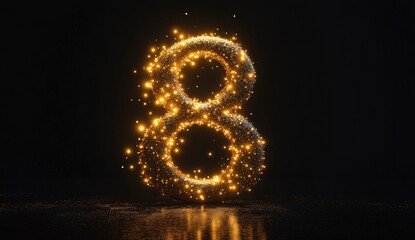 Poster - Glowing number eight.  Abstract digital art of a luminous number eight