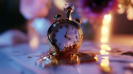 Poster - artistic representation of a clock submerged in liquid, capturing the essence of time and fluidity i