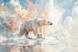 A Stunning Polar Bear Painting Capturing the Majesty of Arctic Wildlife in Its Natural Ice Habitat