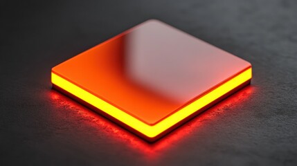 Aufkleber - A glowing square object sits on a textured dark surface