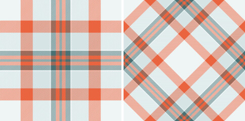 Poster - two plaid patterns, one classic grid, one diamond, in muted orange, teal, white. versatile backgroun