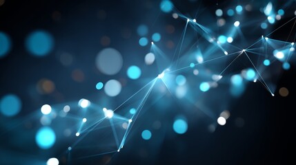 Aufkleber - Glowing blue holographic lines and nodes create a futuristic digital network over a dark backdrop, symbolizing global connectivity and technological advancement