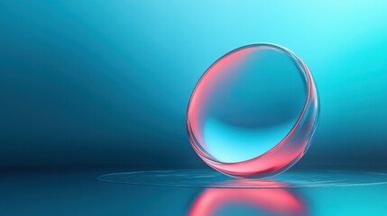 Aufkleber - A translucent glass sphere reflecting red and blue colors prominently