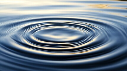Aufkleber - Concentric circular waves ripple across a still tranquil water surface