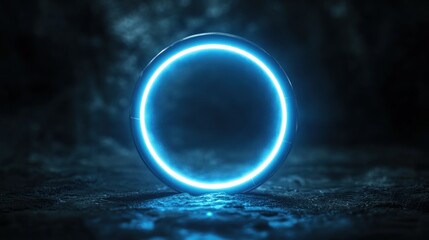 Aufkleber - A glowing blue orb encircled by a neon bright light appears
