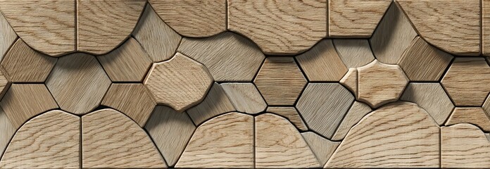 Aufkleber - A background of abstract light featuring hexagons, mimicking the appearance of wood or plywood, created through 3D rendering
