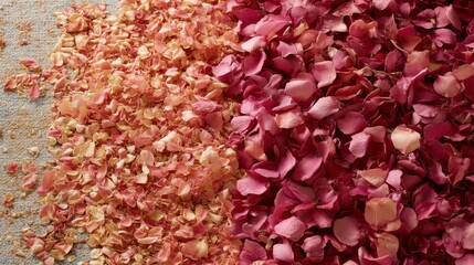 Aufkleber - A vibrant carpet of rose-hued blooms showcases rich colors and textures, with space on the left for extra design elements
