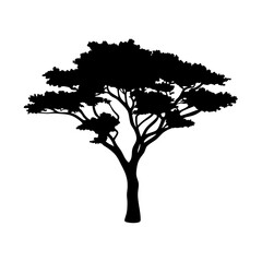 Leinwandbilder - Download african acacia tree silhouette vector art graphic design element for free use and illustration