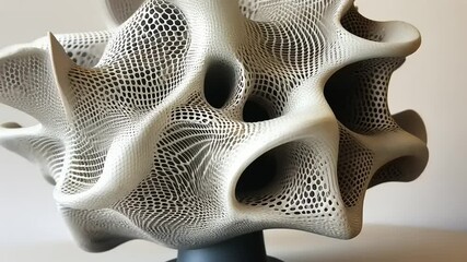 Complex Geometric Sculpture with Intricate Patterns and Organic Inspirations