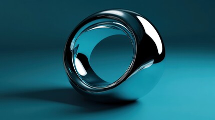 Aufkleber - Shiny three dimensional metal structure with an opening in its center