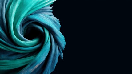 Leinwandbilder - Rich emerald and sapphire liquids blend seamlessly to form elegant patterns, showcasing fluidity and depth against a striking black backdrop with space for text
