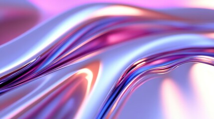 Aufkleber - Abstract waves of shimmering colors and smooth reflective surfaces