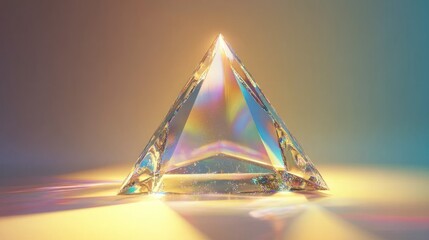 Aufkleber - A beautifully illuminated glass pyramid with vibrant light refraction