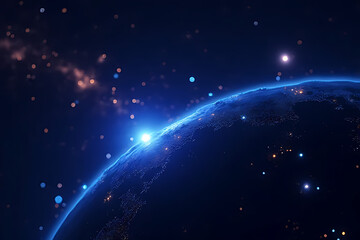 Wall Mural - Illuminated planetary scene outer space digital artwork cosmic environment celestial viewpoint