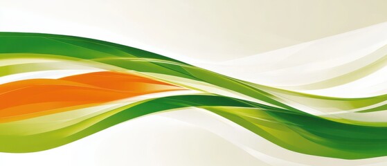 Poster - Abstract flowing background with green, orange, and white waves, creating a dynamic and modern design for presentations, banners, and creative projects