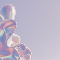 Poster - Abstract Iridescent Liquid Forms: A 3D Render of Flowing, Shimmering, Pastel Hues