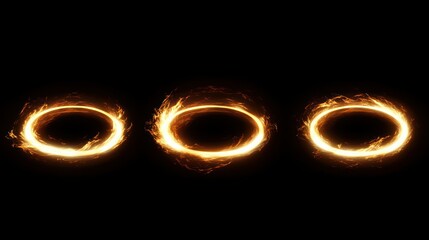 Aufkleber - Three glowing energy rings floating against a black background