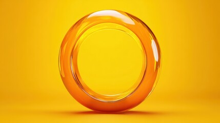 Aufkleber - A Transparent Orange Ring Sits Centered On A Yellow Background