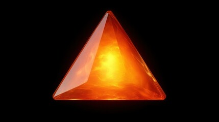 Aufkleber - A glowing amber triangle shape against a dark black background