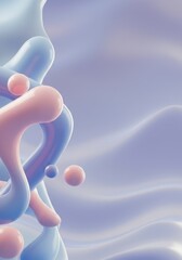 Poster - Abstract Pastel Pink and Blue Liquid Forms  Fluid Shapes Design Background