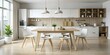 © nick - Low Light Modern Kitchen Table Photography - White & Light Wood Interior Design