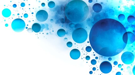 Poster - Semi-transparent blue circles over a white background creating an artistic and modern backdrop