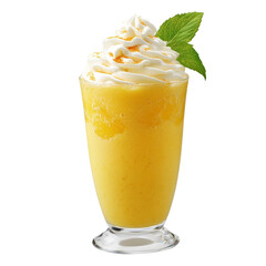 Poster - Refreshing mango smoothie topped with whipped cream, a vibrant tropical indulgence against transparency