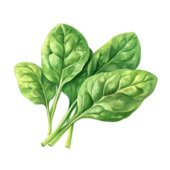 Aufkleber - Vibrant spinach leaves in watercolor, showcasing healthy freshness against plain space
