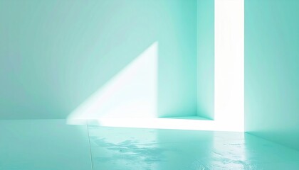 Poster - Dynamic light and shadow play minimalist studio space abstract photography calm environment side view modern aesthetic for visual inspiration