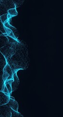 Poster - Abstract Cyan Particle Wave Digital Art Design Background Image