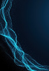 Poster - Abstract Blue Particle Wave Flow Digital Art Background Design