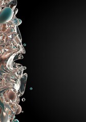 Poster - Abstract Liquid Art: Iridescent Waves and Spheres in Motion Dynamic 3D Render