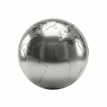 Metallic Globe World Map Sphere 3D Render Global Business Background