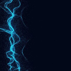 Poster - Abstract Blue Particle Wave Background Design Digital Art  Futuristic Technology Illustration