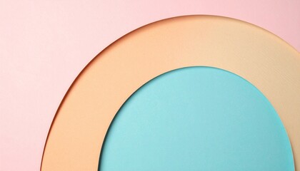 Poster - Creative abstract design featuring circular shapes minimalist aesthetic soft color palette indoor environment top-down view modern concept