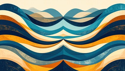 Poster - Vibrant abstract waves digital illustration artistic landscape modern design aesthetic viewpoint conceptual art for contemporary spaces