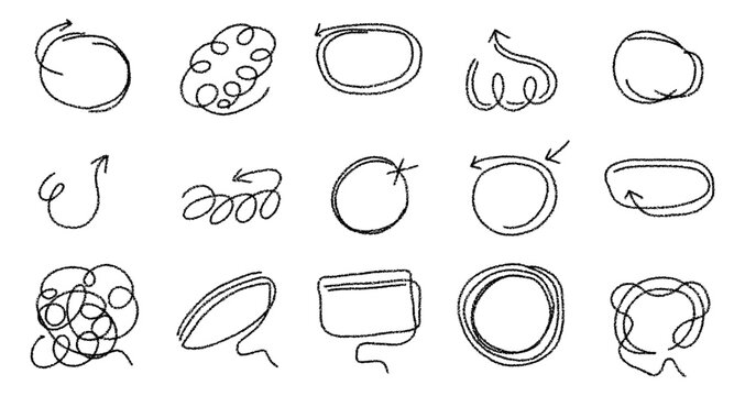 scribble speech bubbles collection, crayon pencil doodle sketch