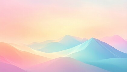 Poster - Serene sunrise over rolling hills nature landscape digital art soft pastel colors tranquil environment ethereal viewpoint